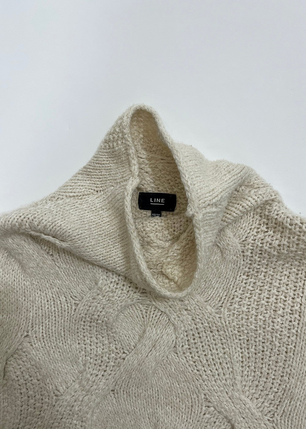 Loose Cable Knit Mockneck Sweater / Size XS