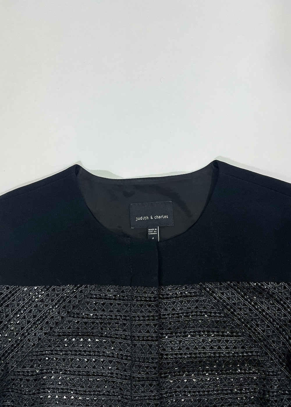 Coated Lace Cutout Black Jacket / Size 4