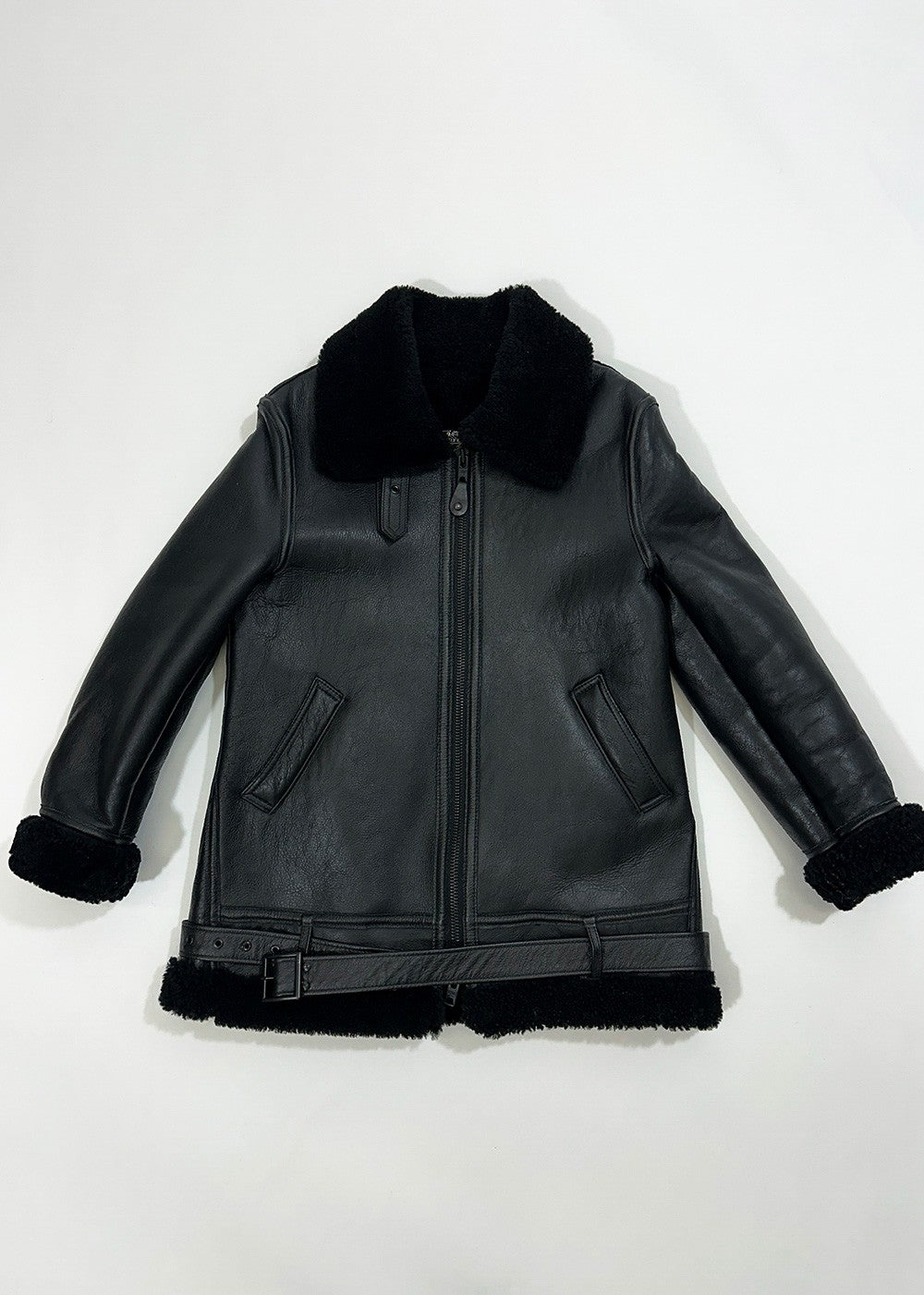 Long Sheepskin B-3 Leather Jacket / Size S