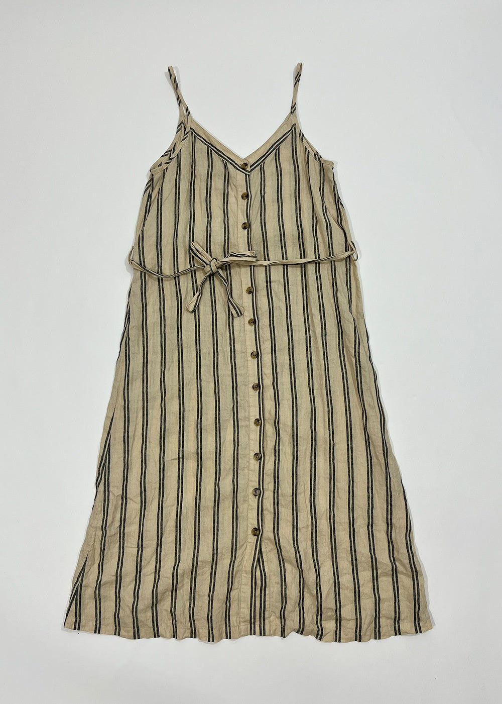 Neutral Striped Linen 'Camila' Dress / Size 36