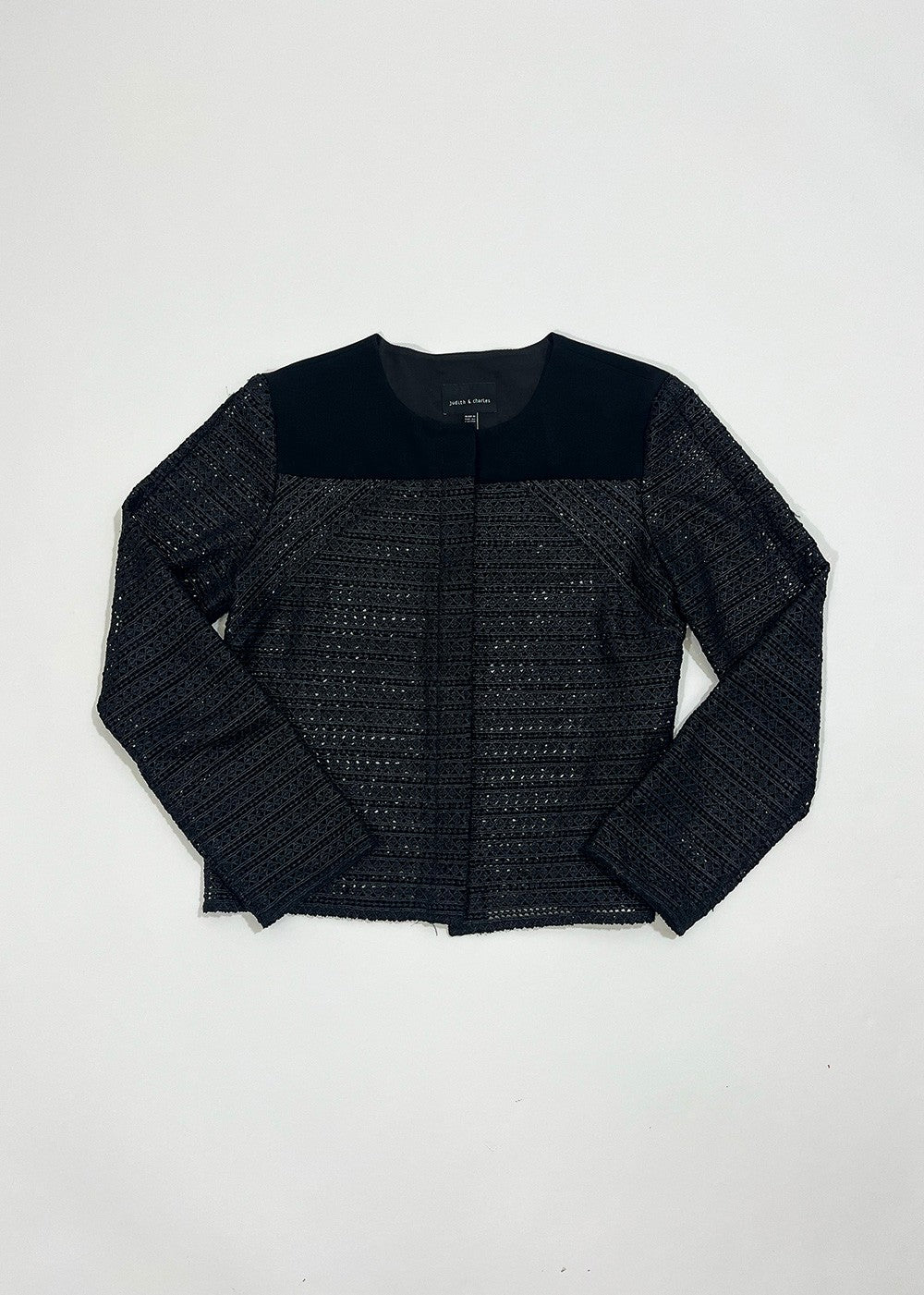 Coated Lace Cutout Black Jacket / Size 4