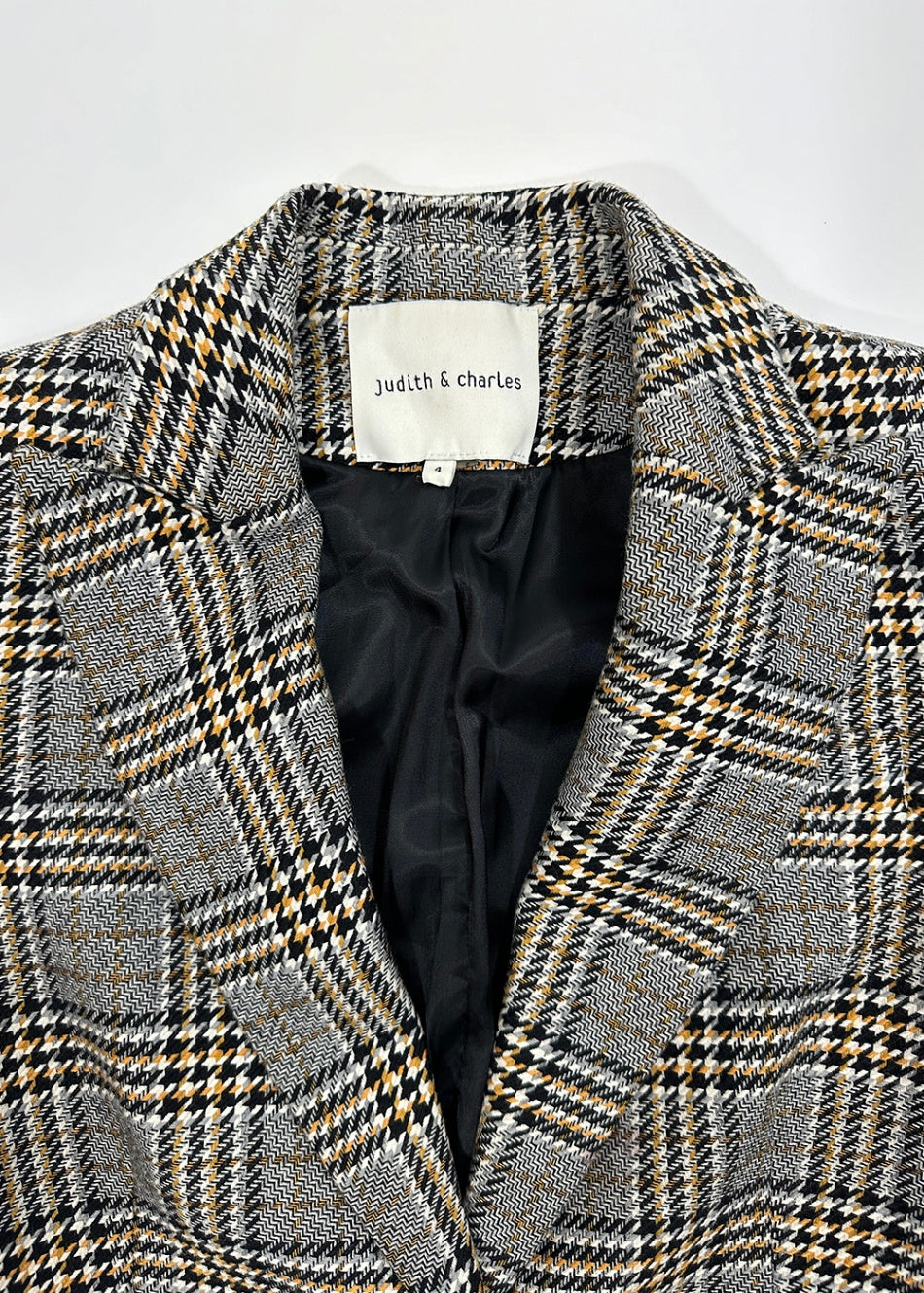 Houndstooth Print Long Coat / Size 4