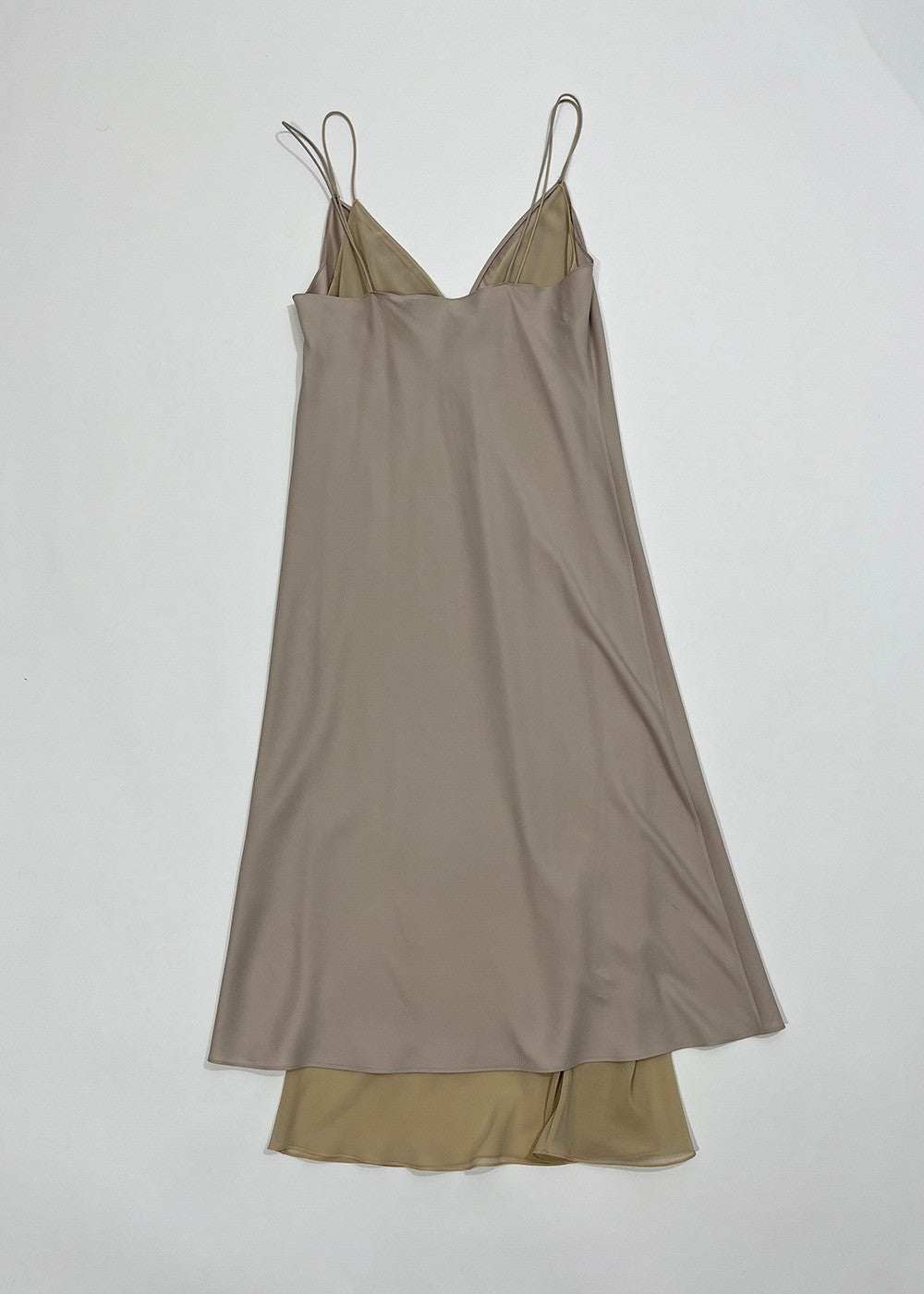 Silk Champagne Double Layer Slip Dress / Size S