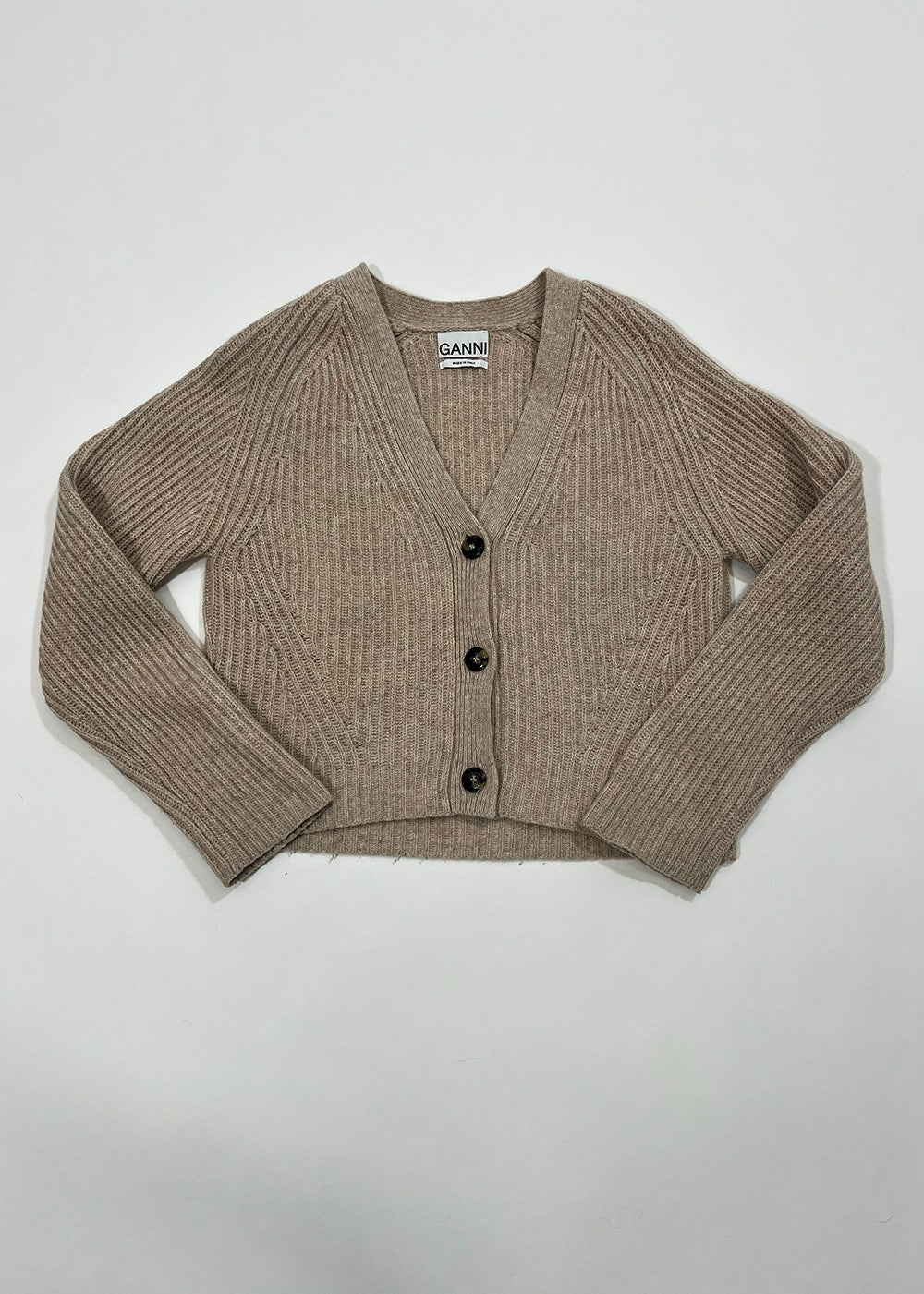 Structured Rib Wool Cardigan / Size S