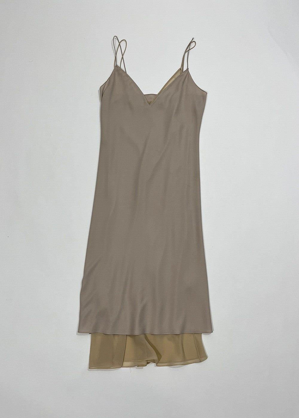 Silk Champagne Double Layer Slip Dress / Size S