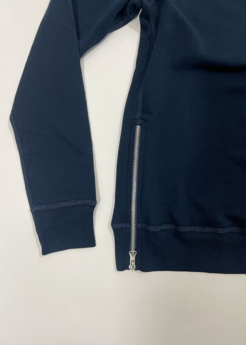 Navy Crewneck Side Zip Sweatshirt / Size S