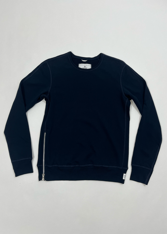 Navy Crewneck Side Zip Sweatshirt / Size S