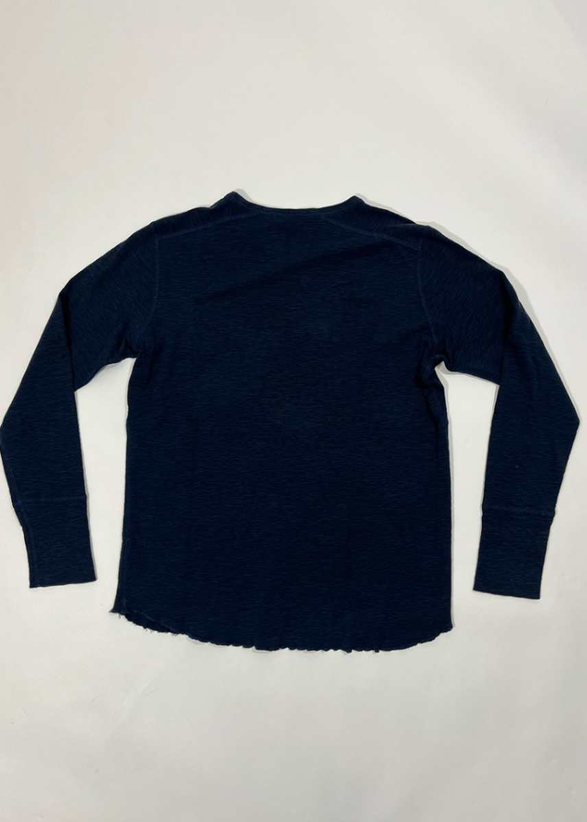 Long Sleeve Cotton Slub Navy T-Shirt / Size L