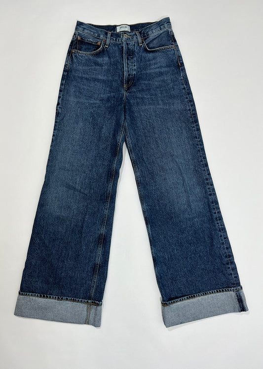 Dame High Rise Wide Leg Cuffed Jeans / Size 26