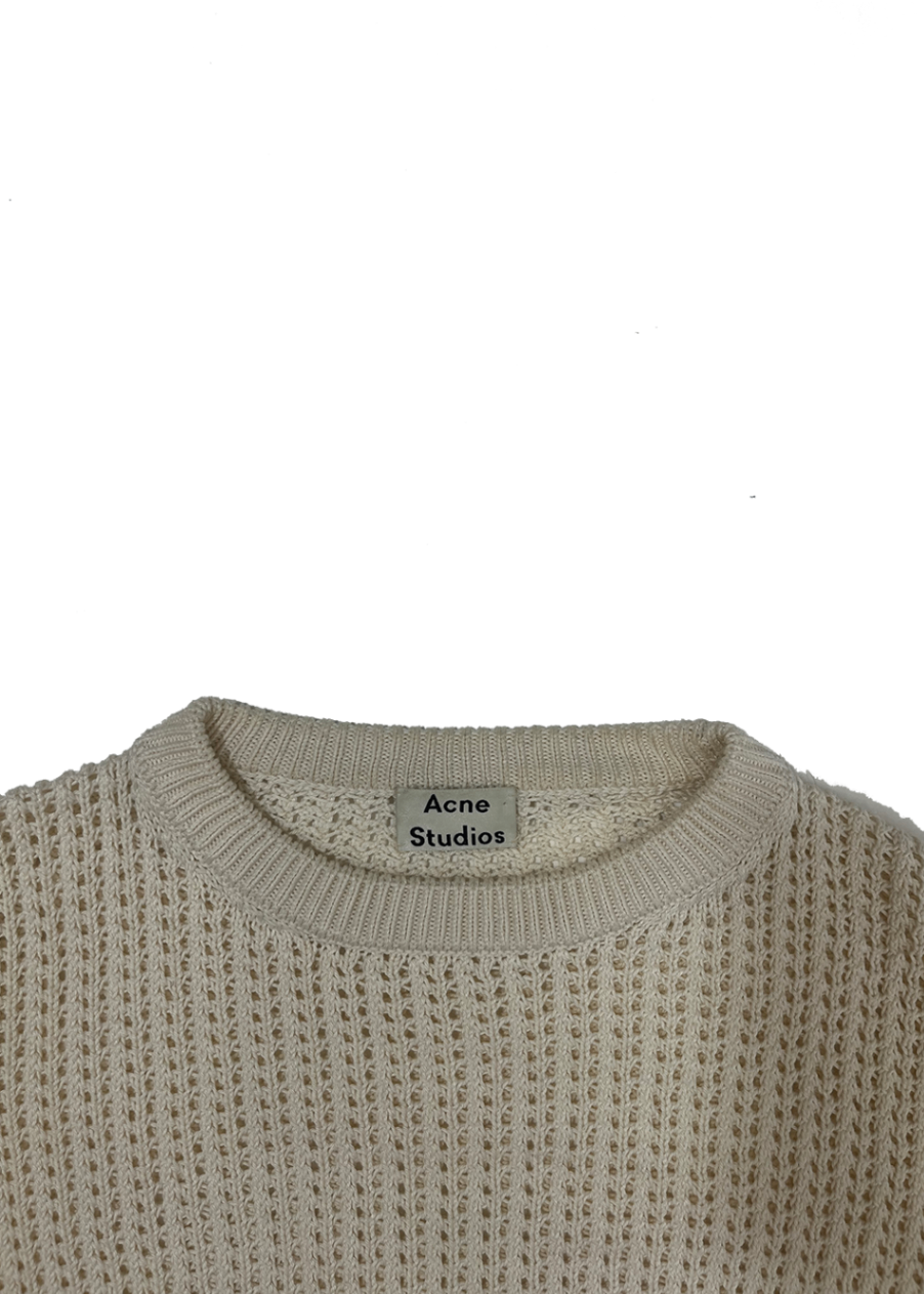 Open Knit Cotton Sweater Ivory / Size L