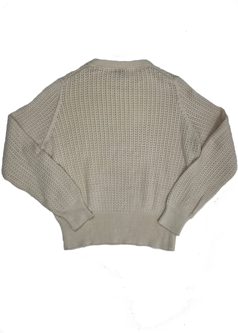 Open Knit Cotton Sweater Ivory / Size L