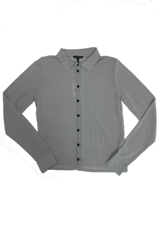 Button Front Knit Shirt Light Grey / One Size