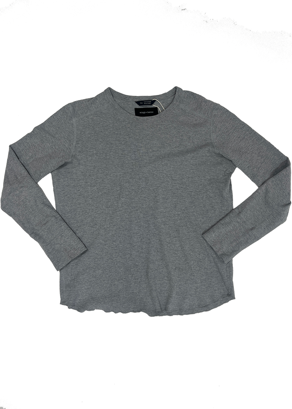 Long Sleeve Cotton Slub Heather Grey T-Shirt / Size L