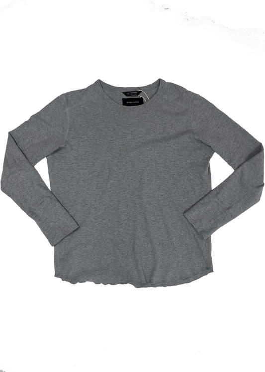 Long Sleeve Cotton Slub Heather Grey T-Shirt / Size L