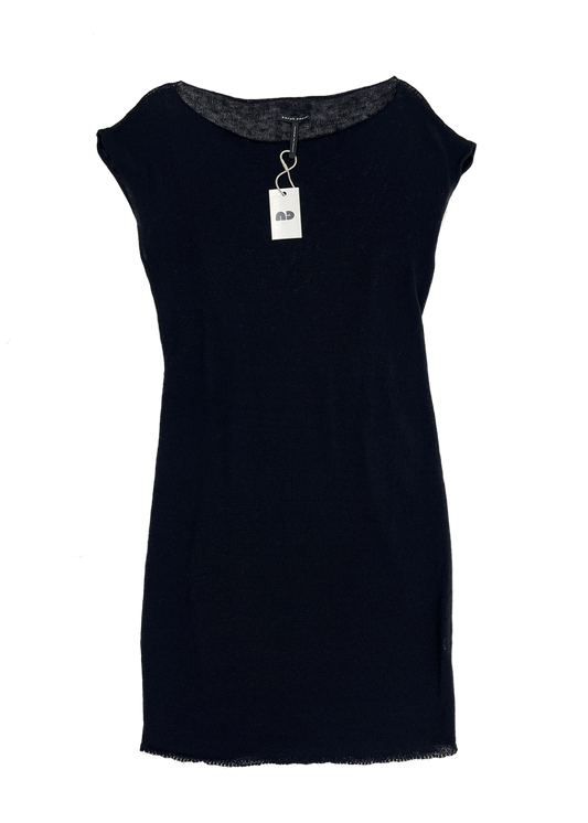 Knit Linen Blend Dress Black/White / One Size