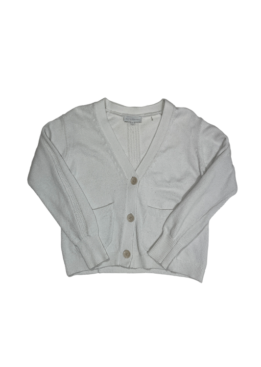 Recycled Cotton Patch Pocket White Cardigan / Size XS