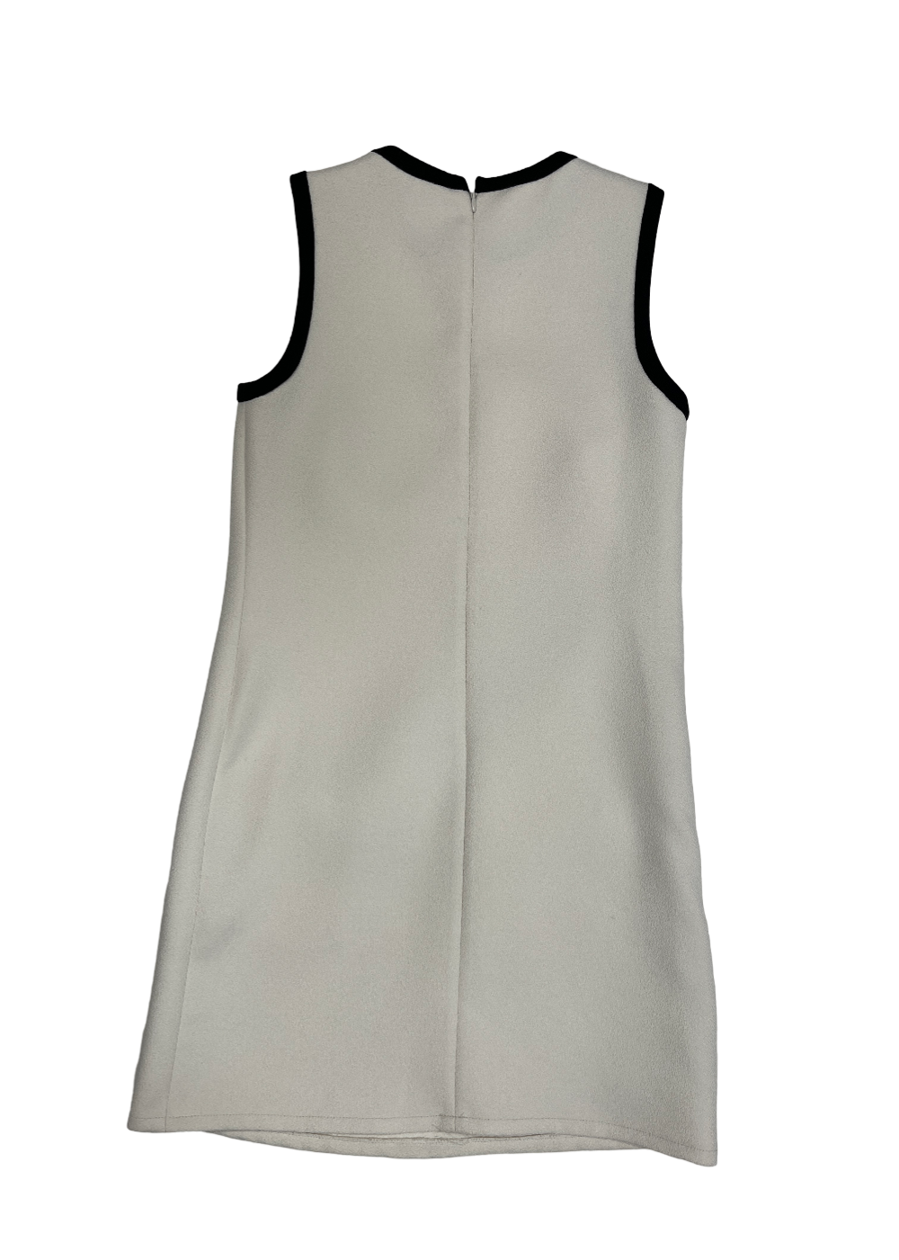 Ivory Mini Dress W/ Black Piping / Size 2