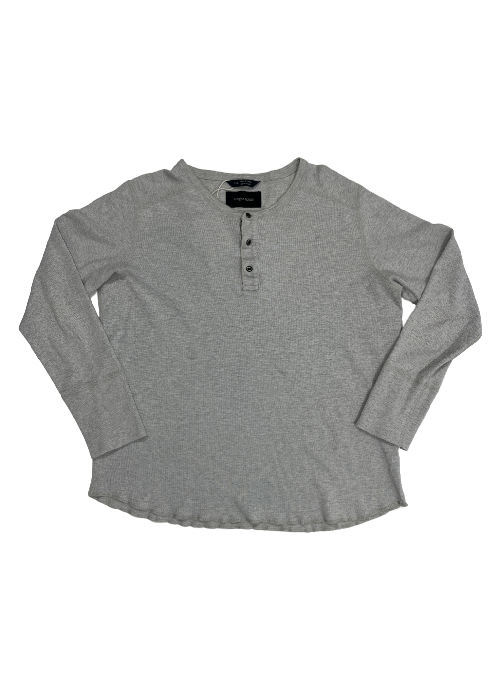 Long Sleeve Slub Henley T-Shirt Light Grey / Size L