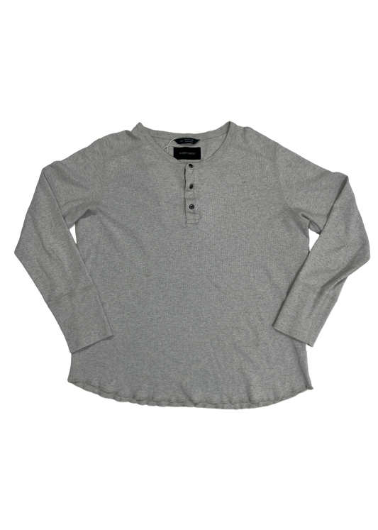 Long Sleeve Slub Henley T-Shirt Light Grey / Size L