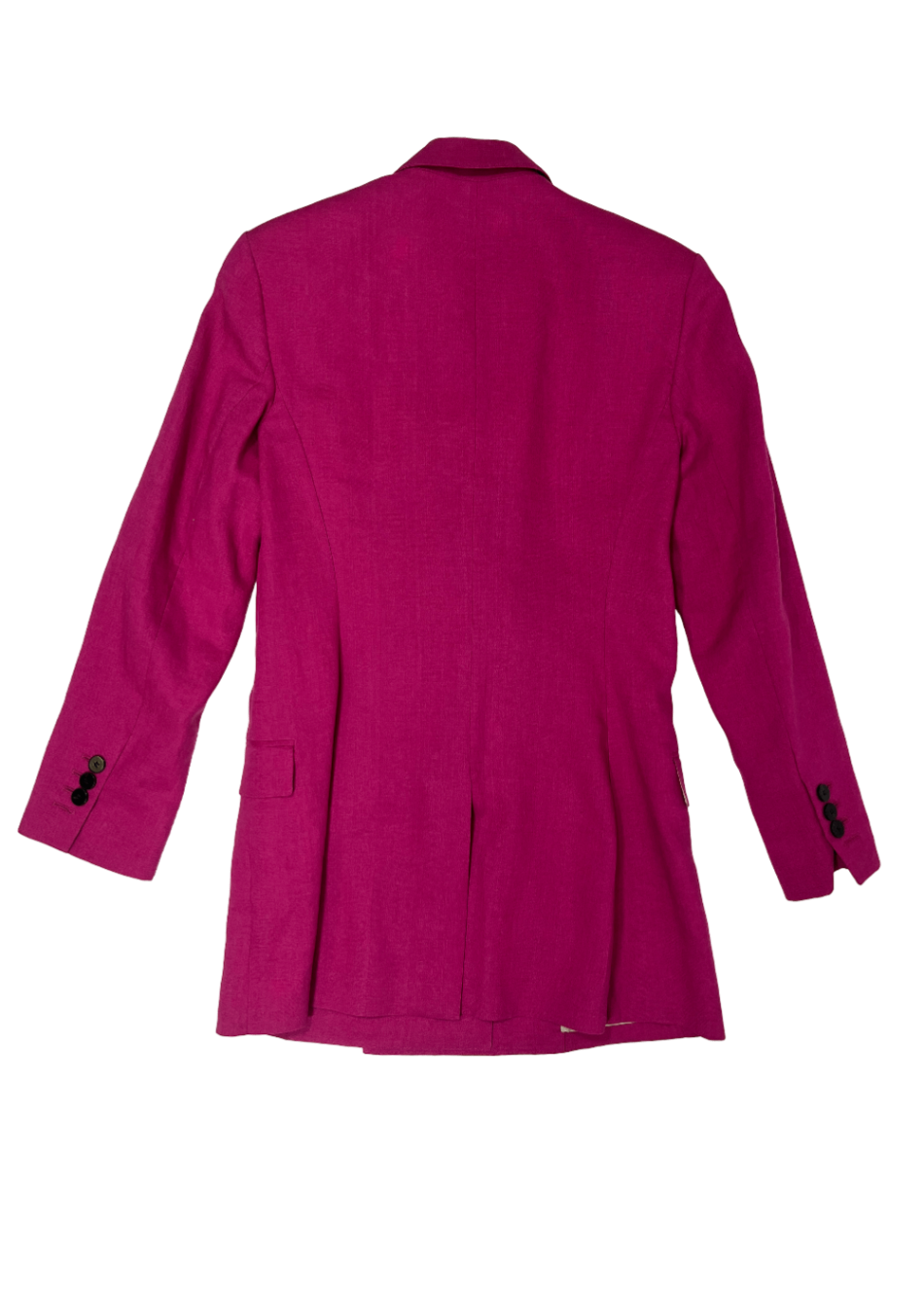 Double Breasted Tailored Pure Linen Jacket Fuschia / Size 4