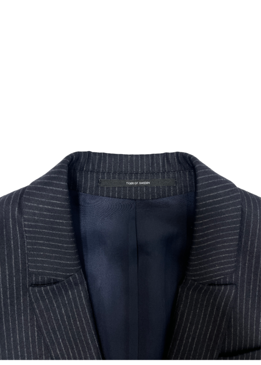 Kana Navy Chalk Stripe Blazer / Size 34