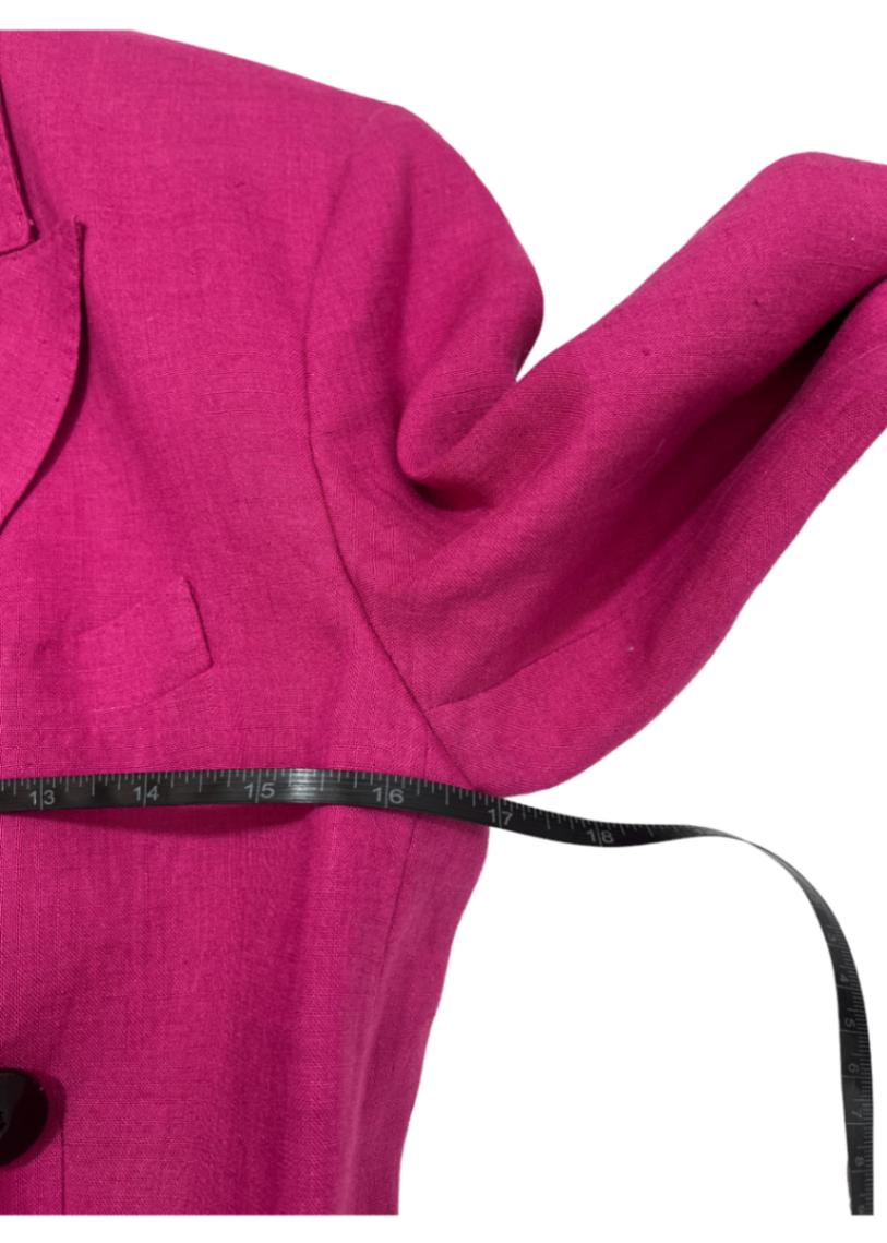 Double Breasted Tailored Pure Linen Jacket Fuschia / Size 4