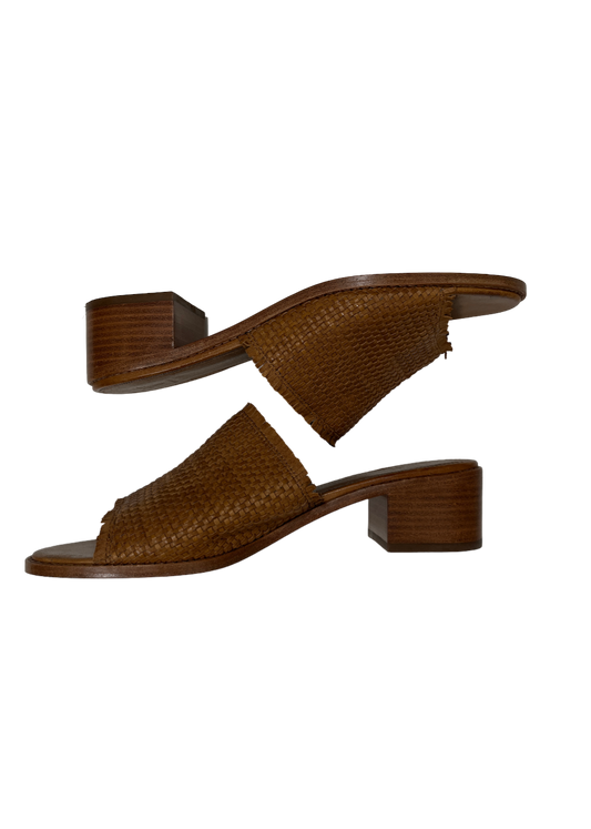 Brown Woven Heeled Sandals / Size 9.5