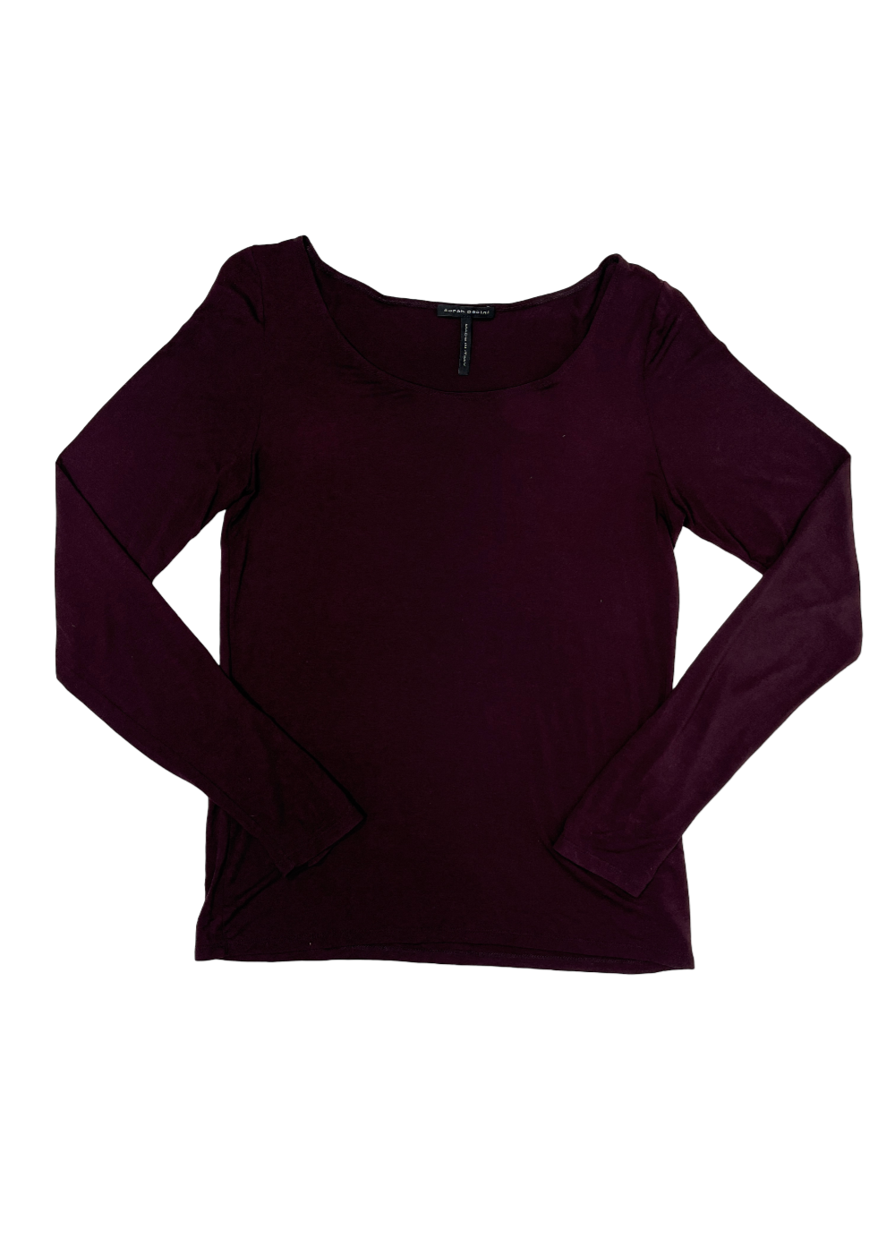 Long Sleeve Modal Scoop Neck T-Shirt Maroon / Size 3 (L)