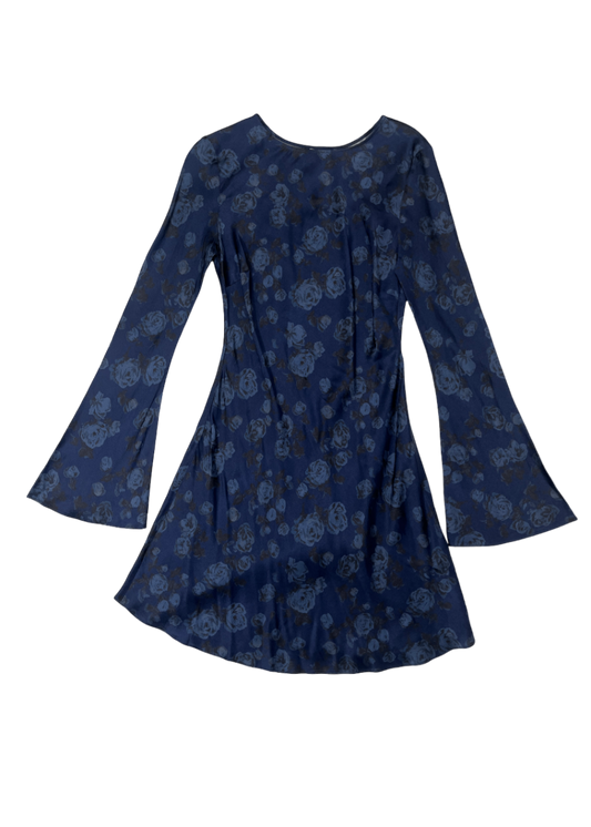 Printed Satin Mini Dress Peacoat / Size 40