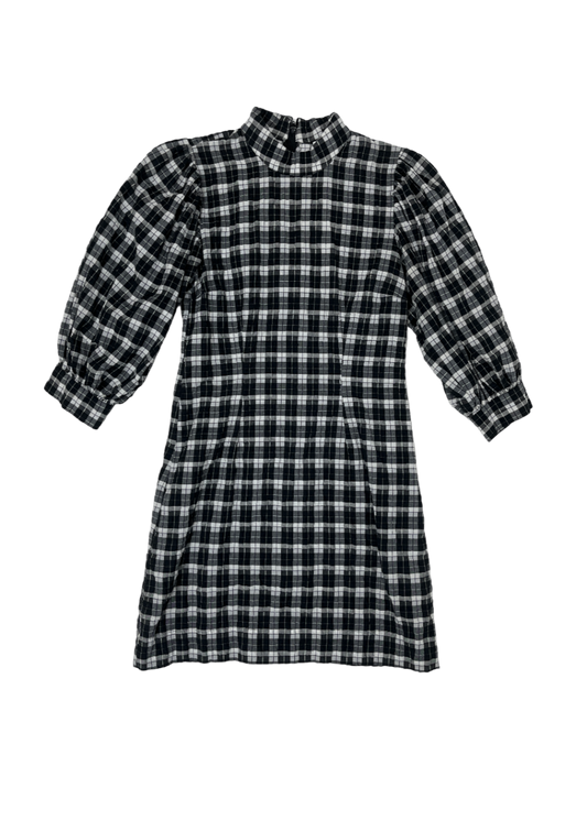 Seersucker Check Mini Dress Black/White / Size 36