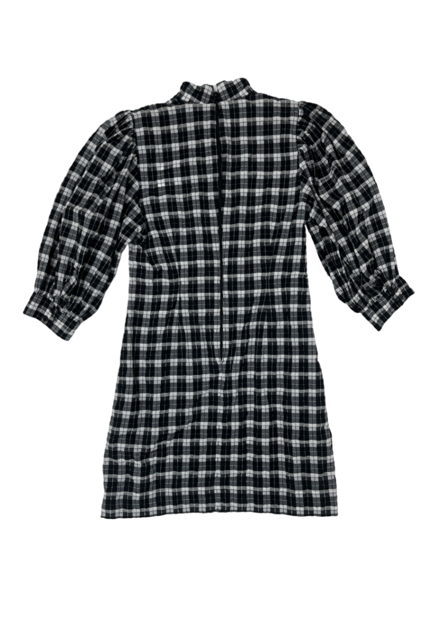 Seersucker Check Mini Dress Black/White / Size 36