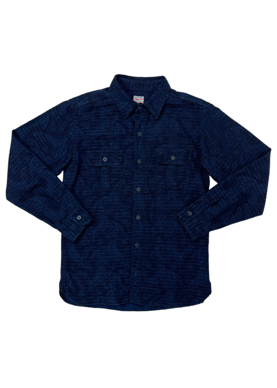 Japanese Indigo Jacquard Paisley Shirt / Size 40