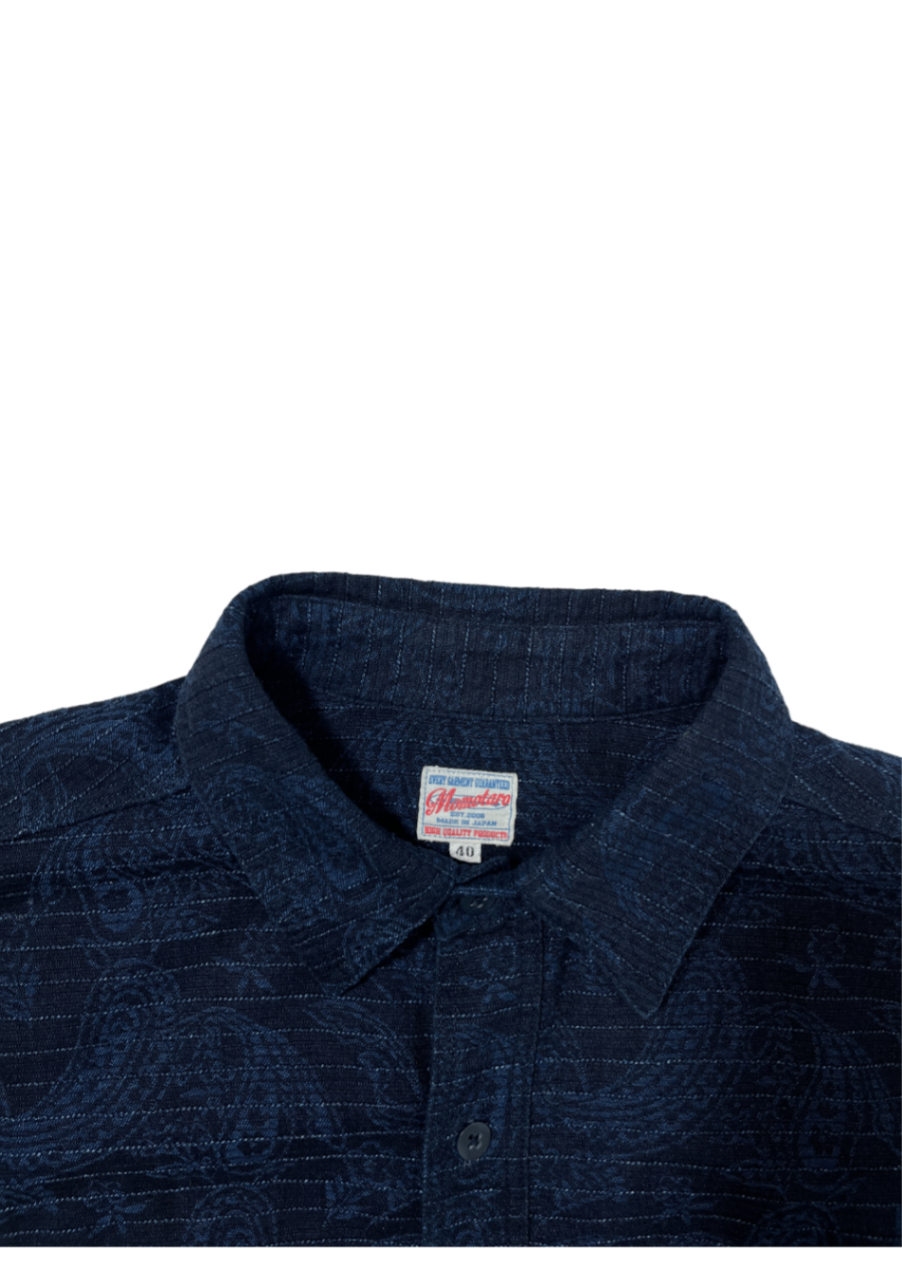 Japanese Indigo Jacquard Paisley Shirt / Size 40